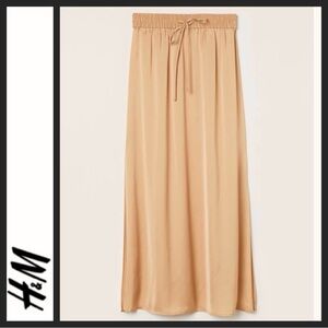 NWOT H&M Satin Midi Skirt~ Gold